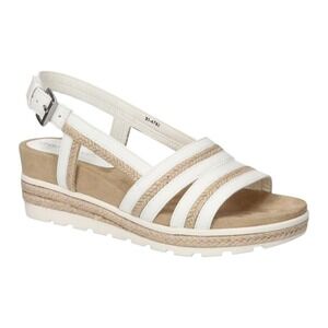 Easy Street Women's Sandals Slingback Espadrille Wedge White‎ Tan Comfort Shoes